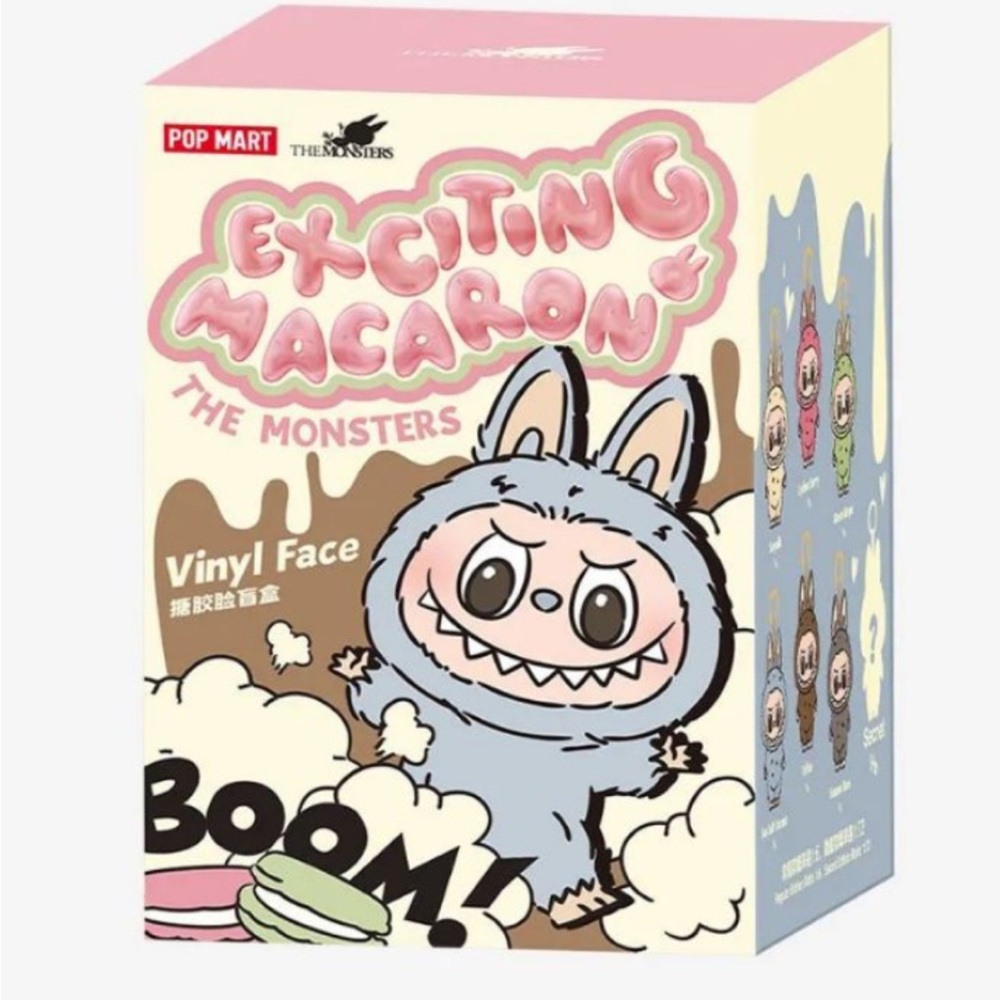 Macaron The Monsters  Gray Plush Keychain Card Holder Unopened Box. Sesame Bean